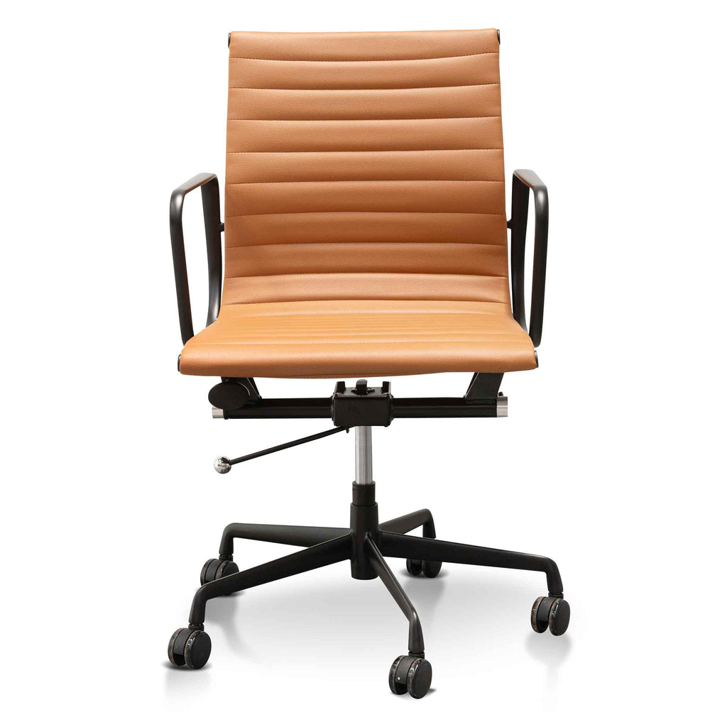 Low Back Milano Office Chair - Saddle Tan in Black Frame