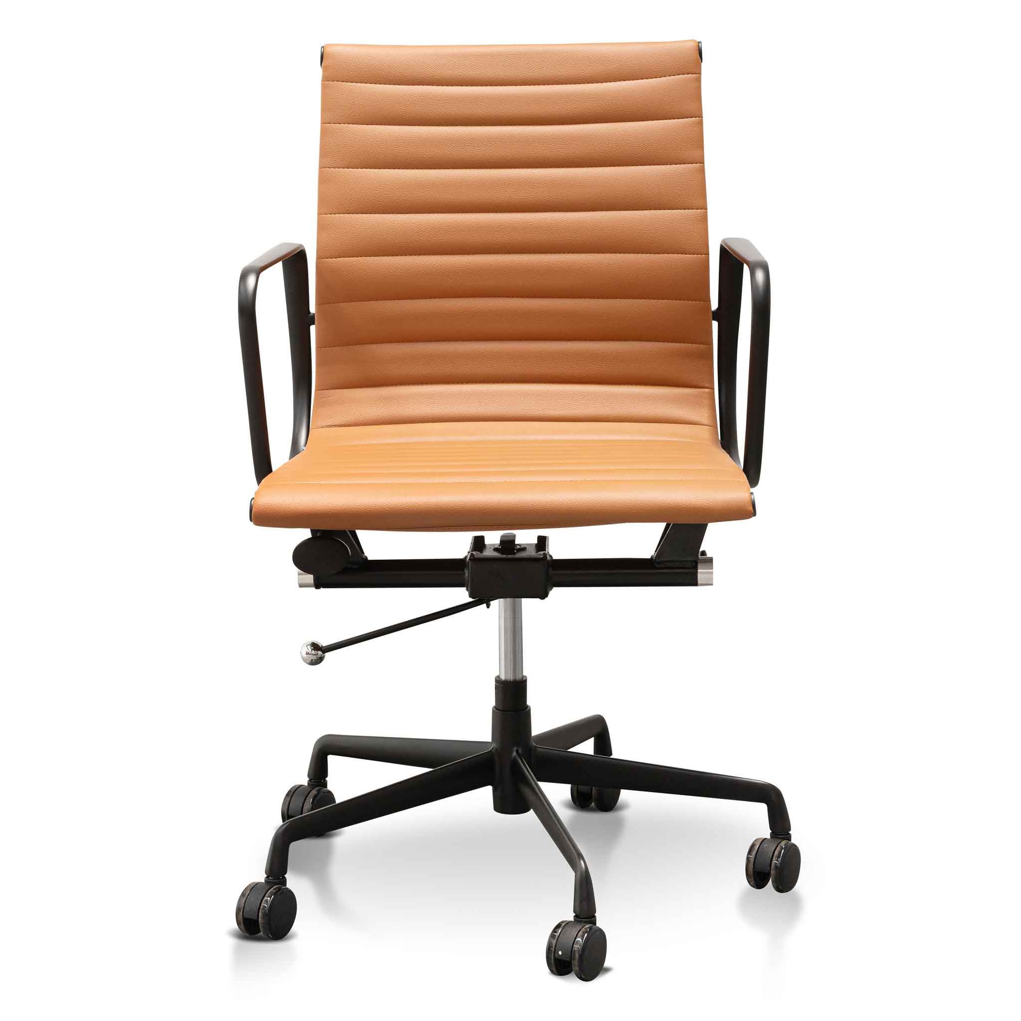 Low Back Milano Office Chair - Saddle Tan in Black Frame