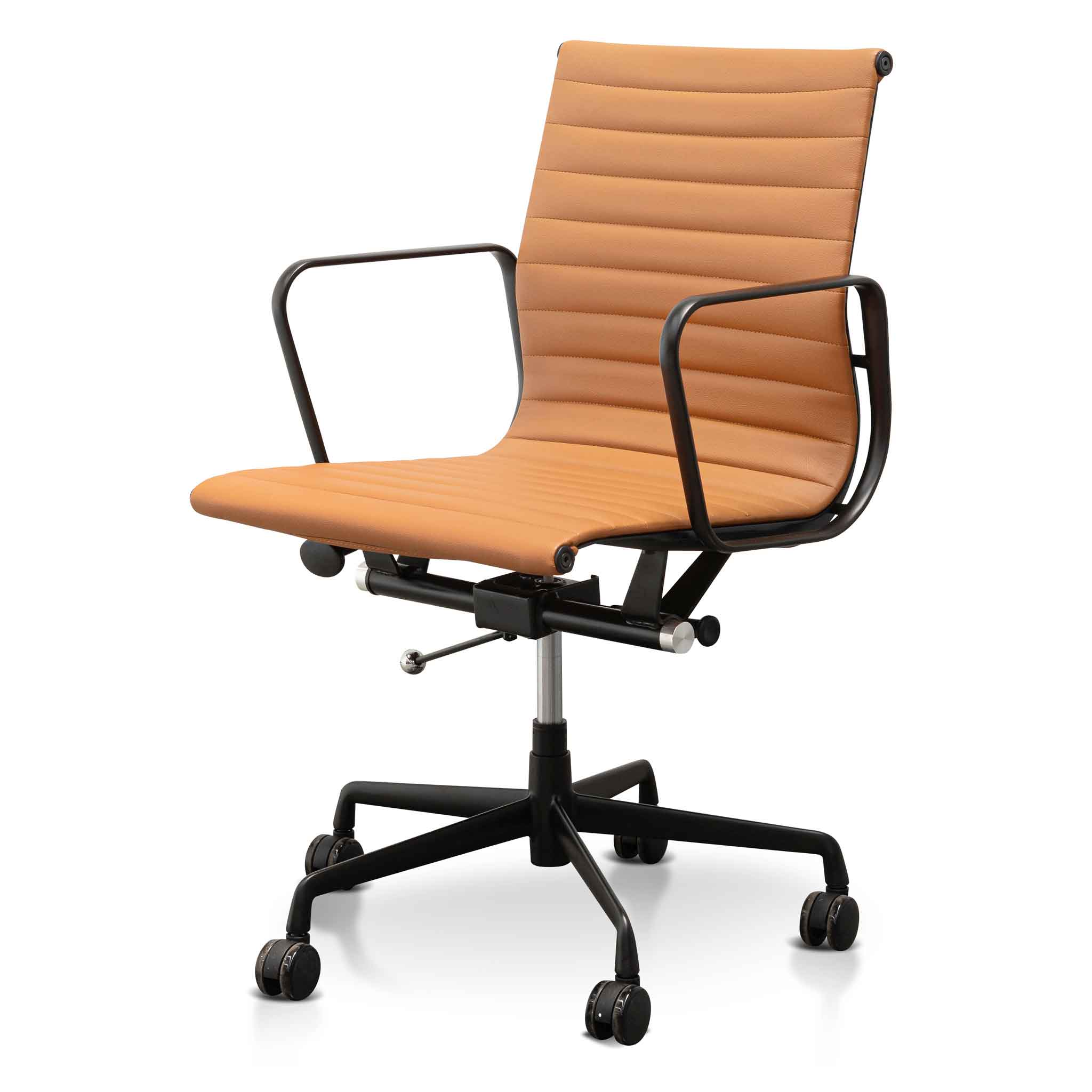 Low Back Milano Office Chair - Saddle Tan in Black Frame