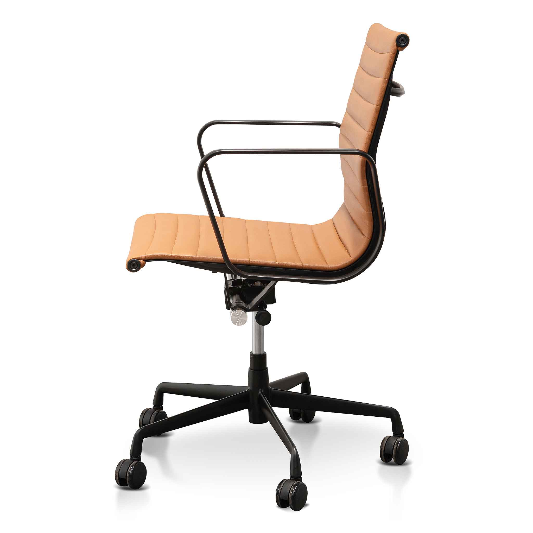Low Back Milano Office Chair - Saddle Tan in Black Frame