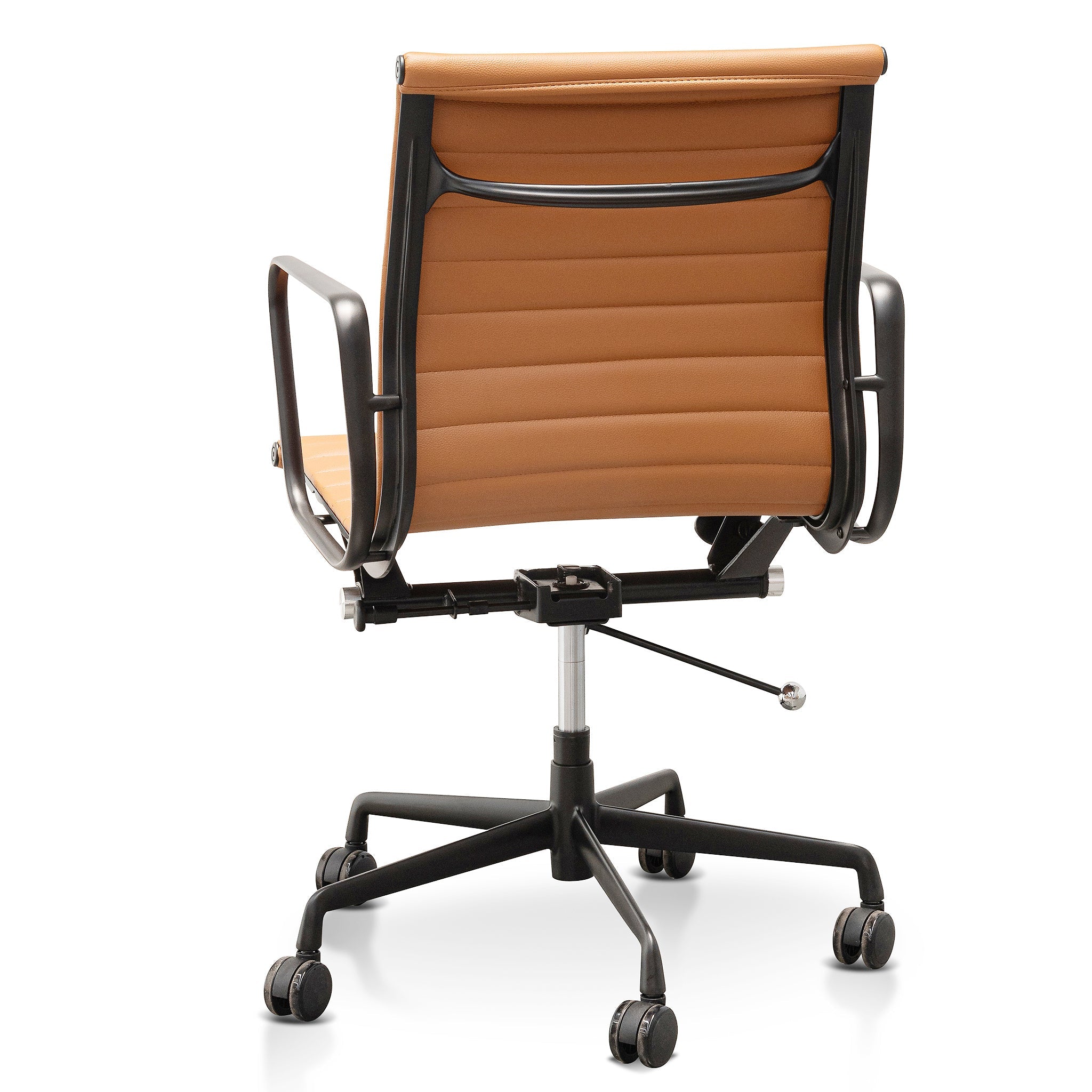 Low Back Milano Office Chair - Saddle Tan in Black Frame