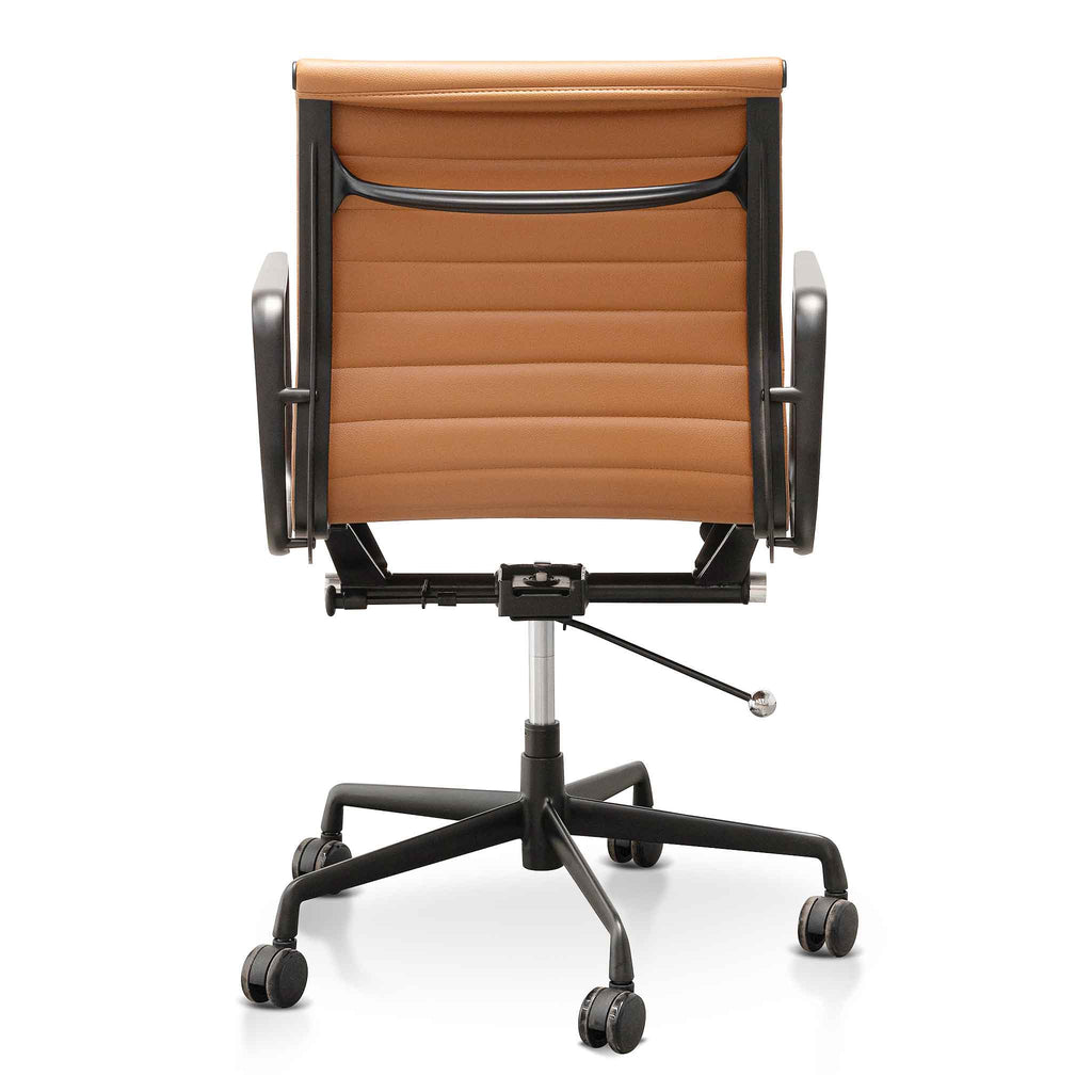 Low Back Milano Office Chair - Saddle Tan in Black Frame