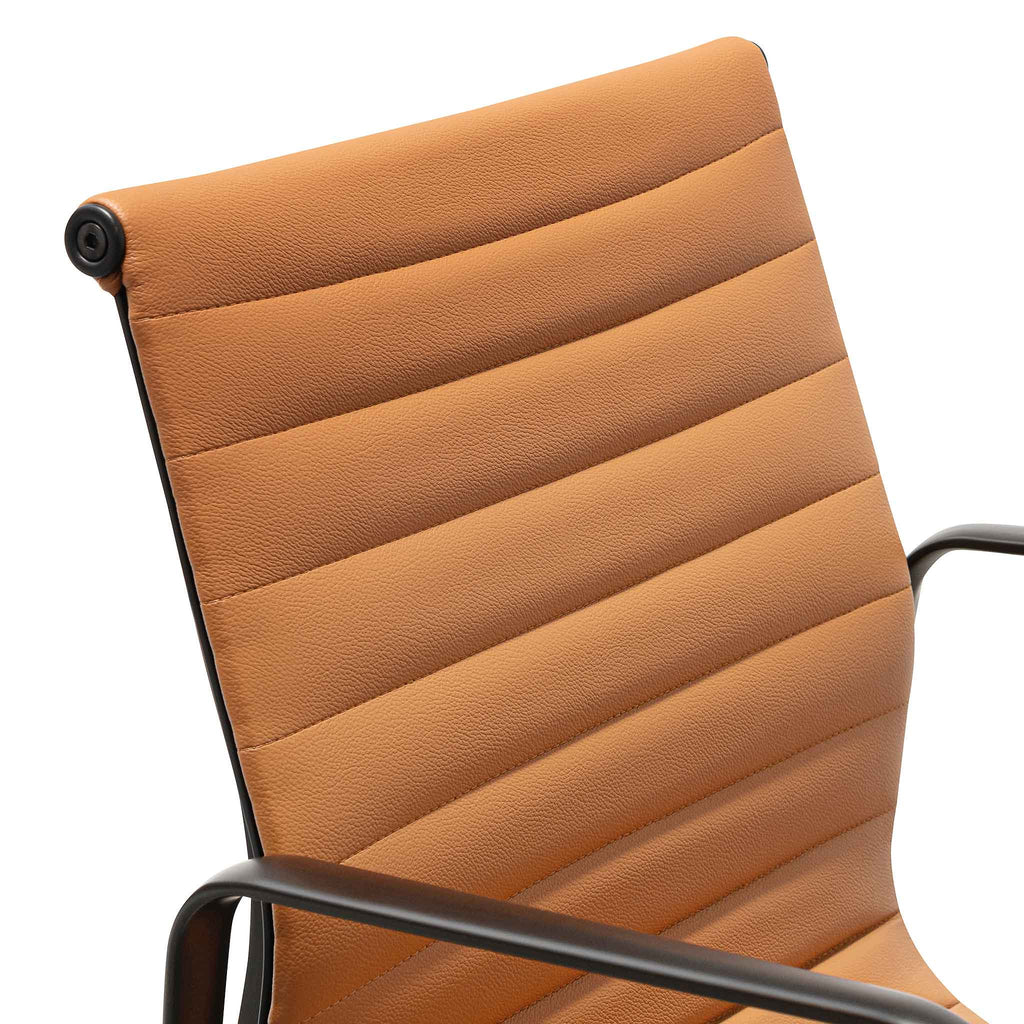 Low Back Milano Office Chair - Saddle Tan in Black Frame
