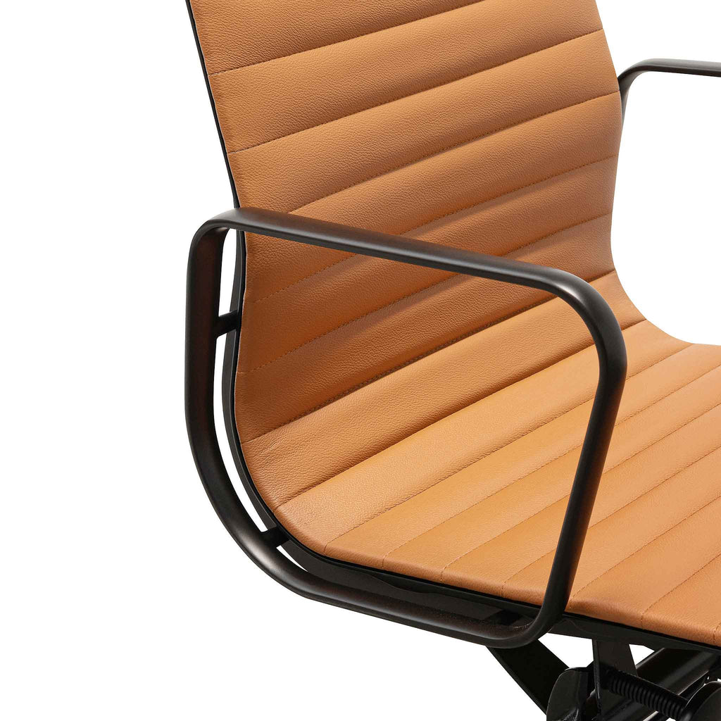 Low Back Milano Office Chair - Saddle Tan in Black Frame