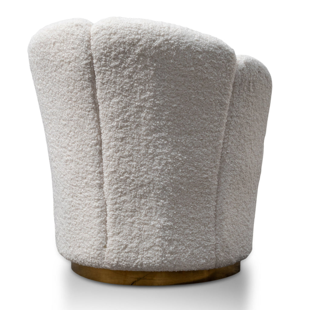 Ravello Lounge Chair - White synthetic wool Fabric with Brass Gold Base