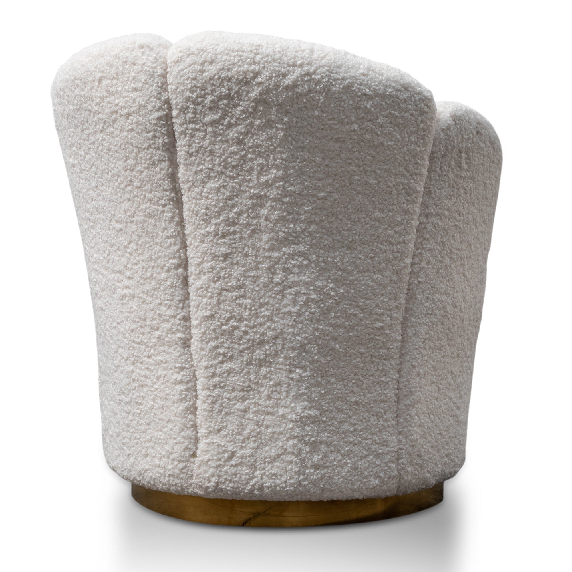 Ravello Lounge Chair - White synthetic wool Fabric with Brass Gold Base