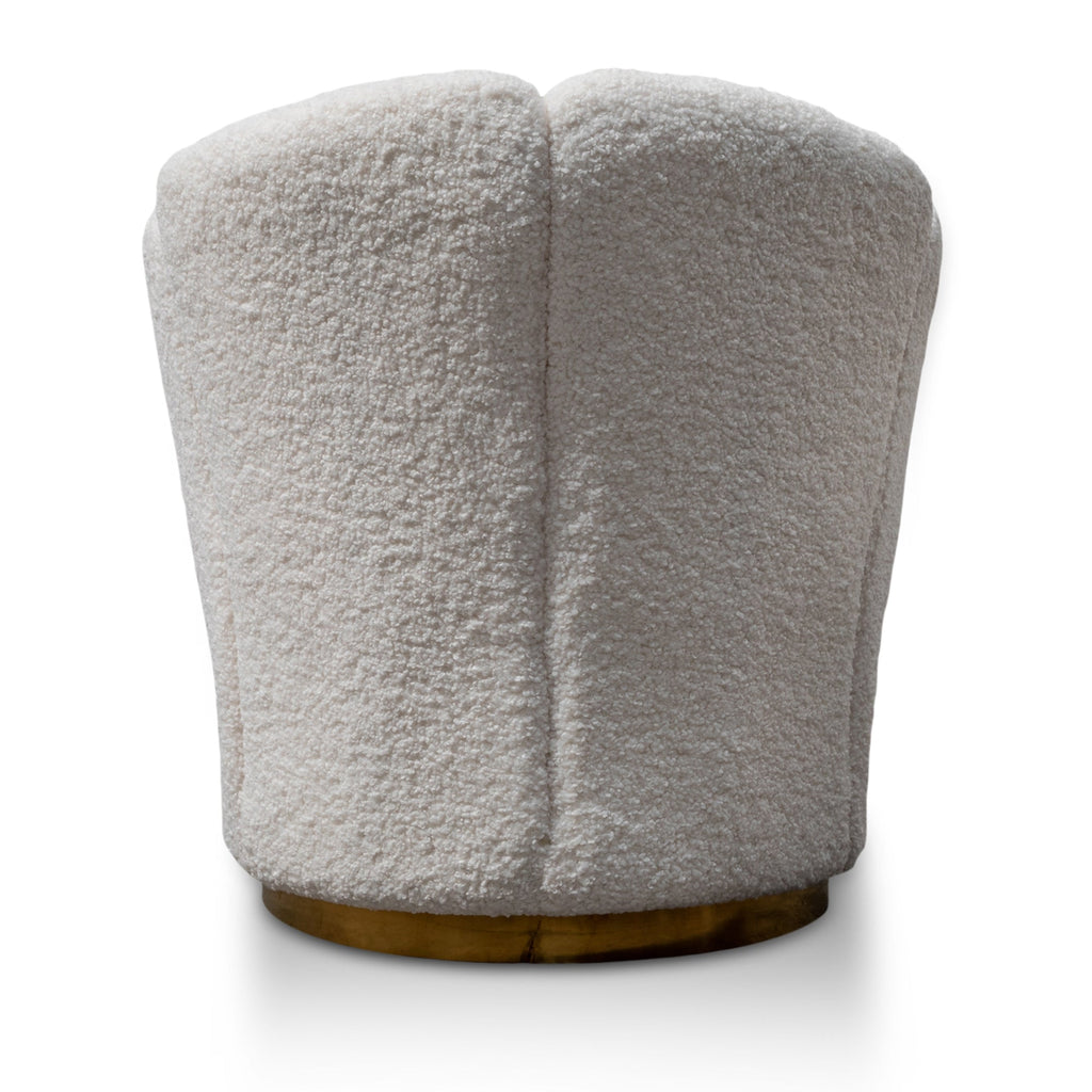 Ravello Lounge Chair - White synthetic wool Fabric with Brass Gold Base