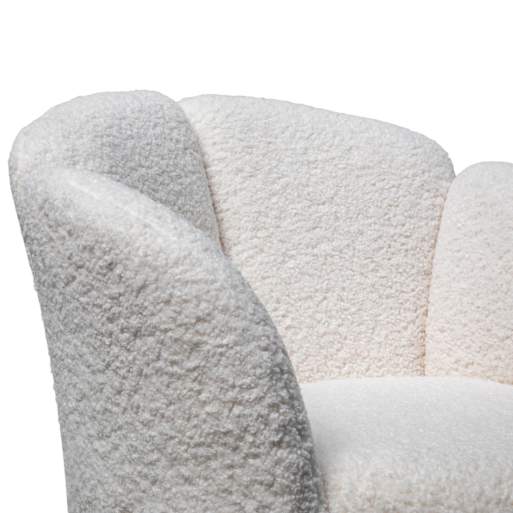 Ravello Lounge Chair - White synthetic wool Fabric with Brass Gold Base