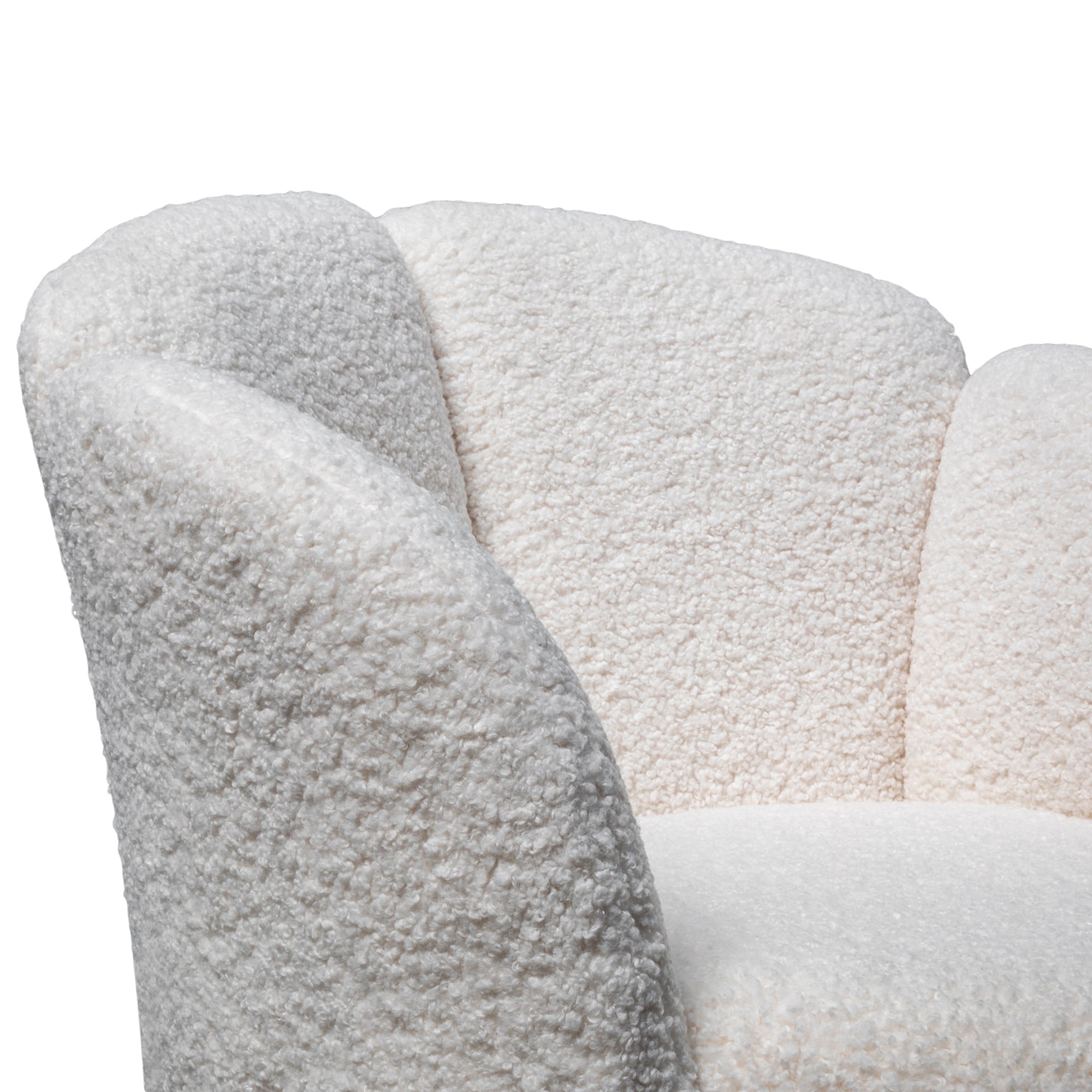 Ravello Lounge Chair - White synthetic wool Fabric with Brass Gold Base