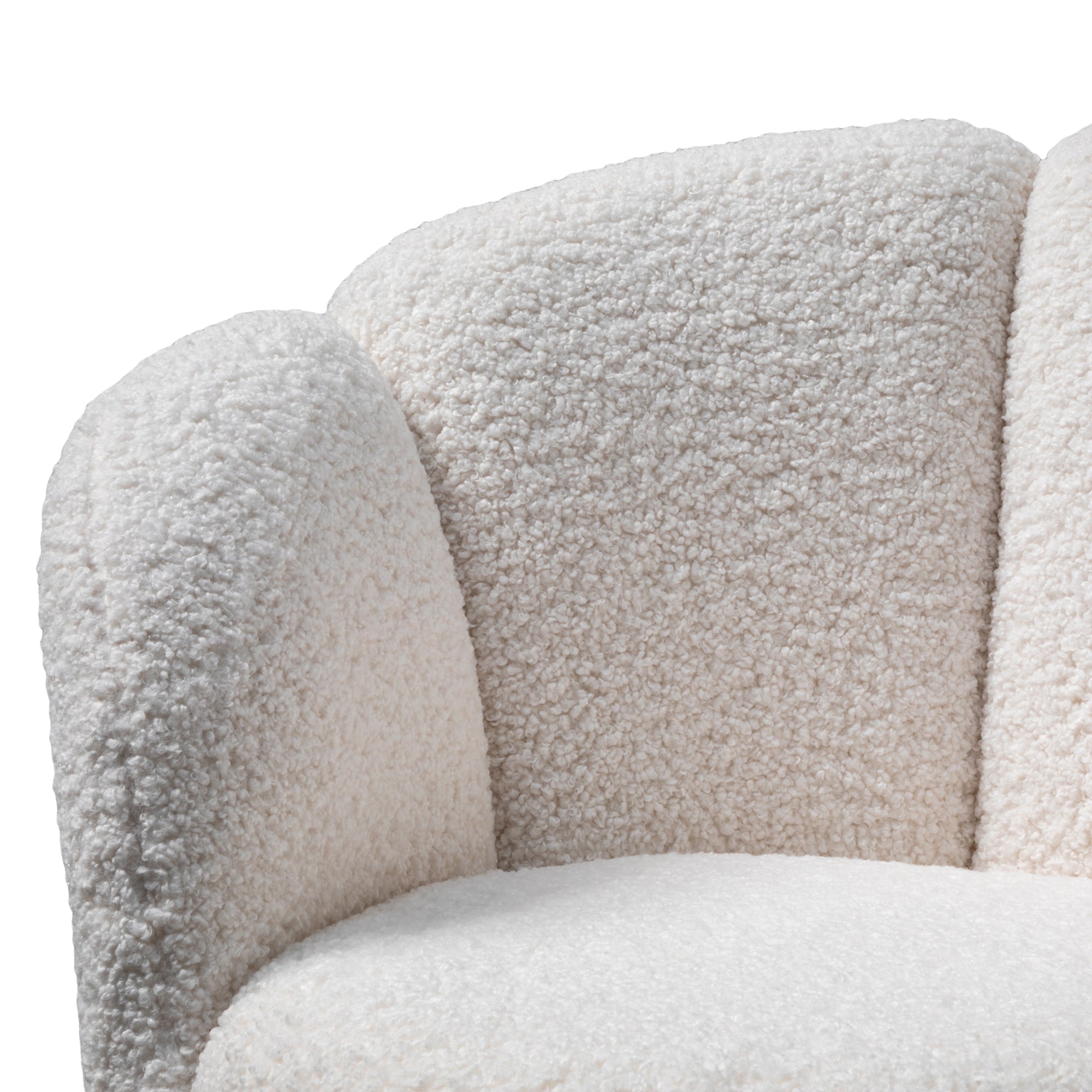 Ravello Lounge Chair - White synthetic wool Fabric with Brass Gold Base