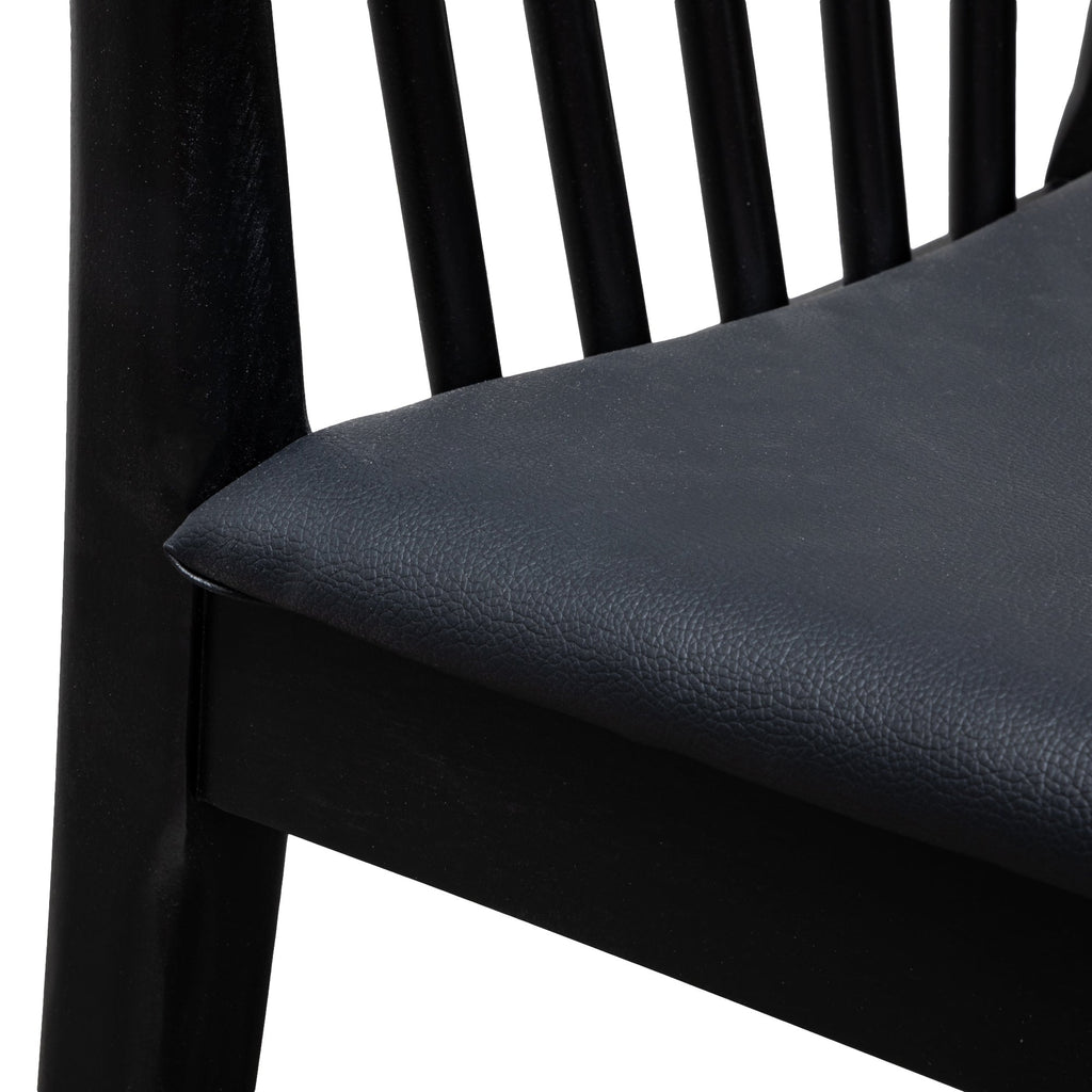 Verona Dining Chair - Solid timber and Black PU (Set of 2)