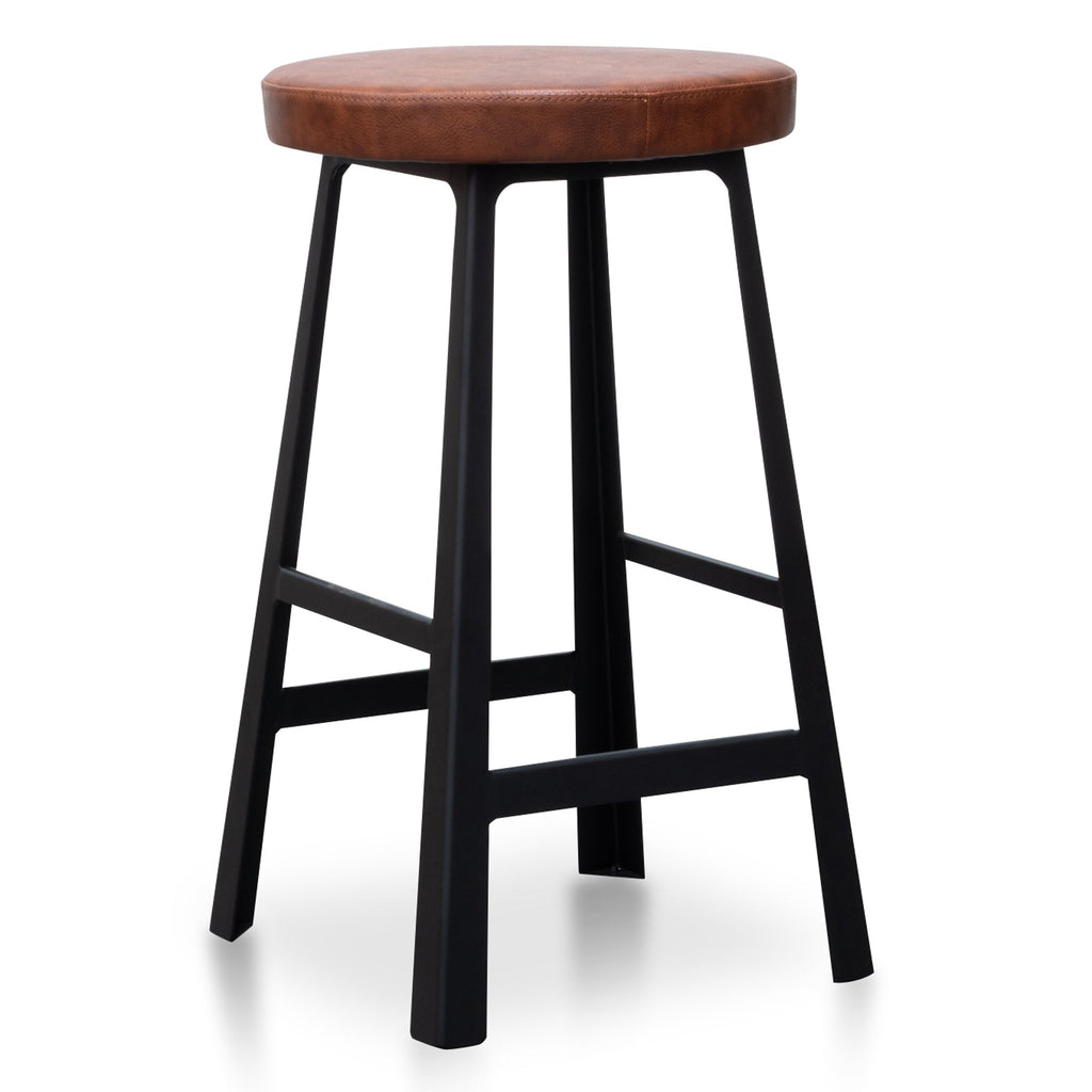 65cm Amalfi Bar Stool in Rustic Brown - Black Legs