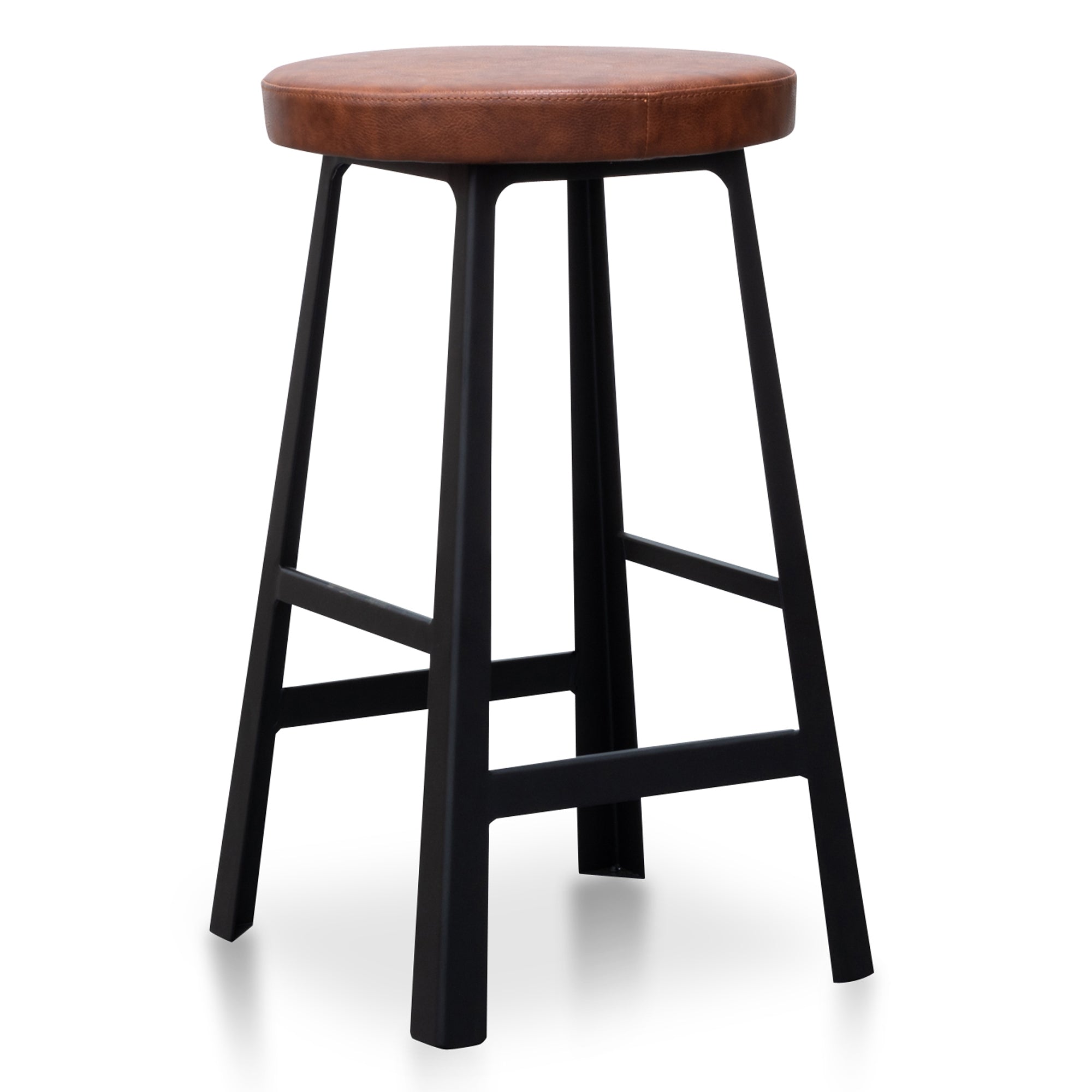 65cm Amalfi Bar Stool in Rustic Brown - Black Legs