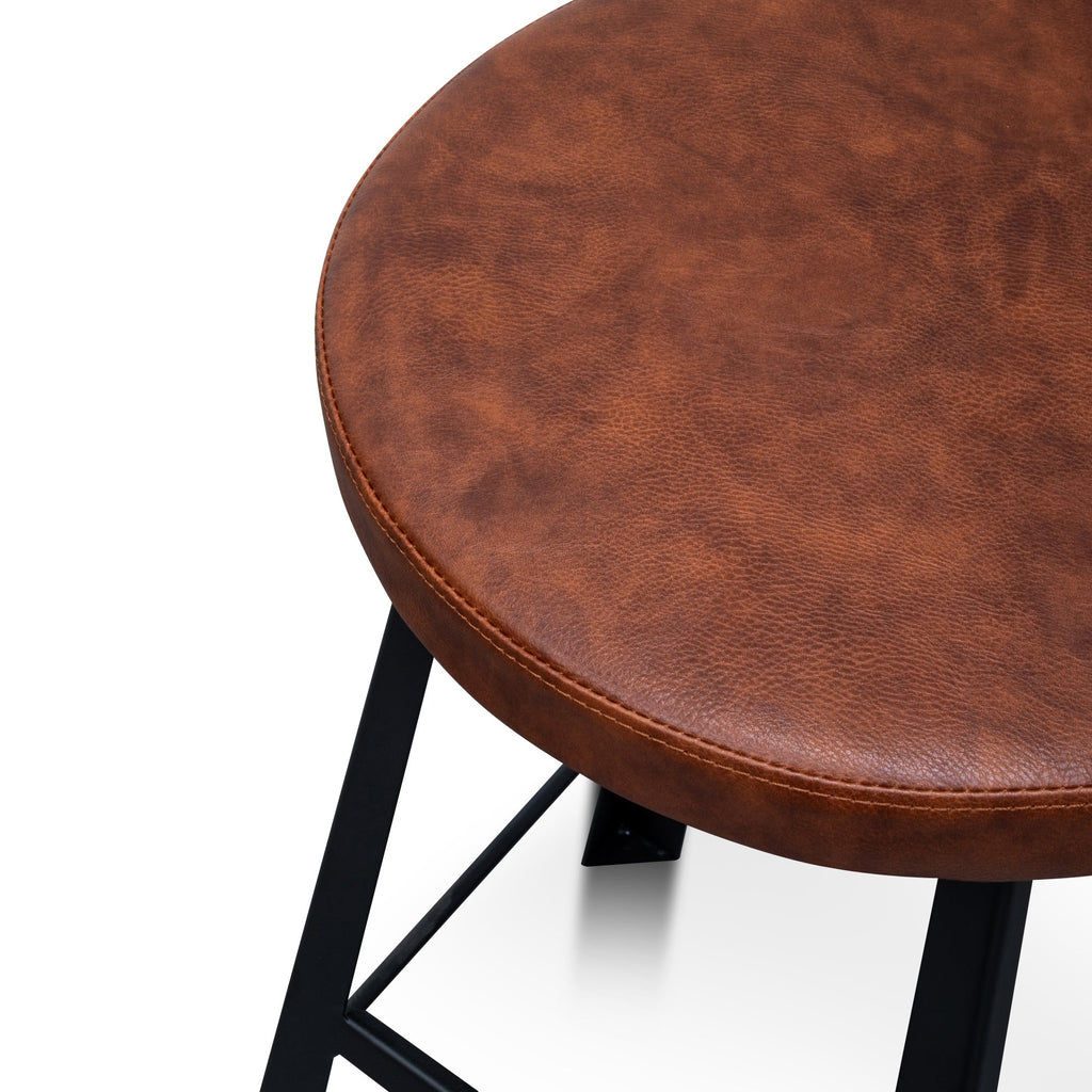 65cm Amalfi Bar Stool in Rustic Brown - Black Legs
