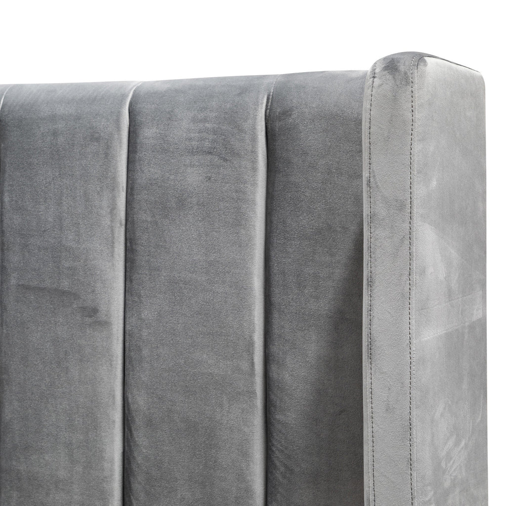 Queen Lazio Bed Frame - Wide Base in Charcoal Velvet