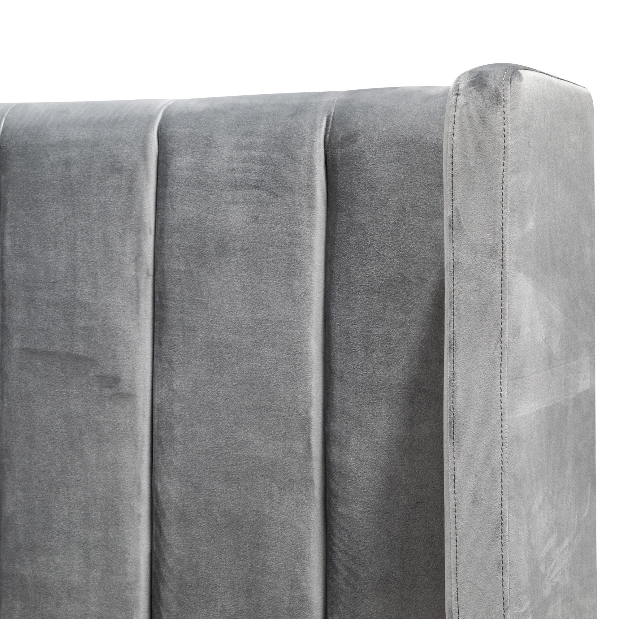 Queen Lazio Bed Frame - Wide Base in Charcoal Velvet