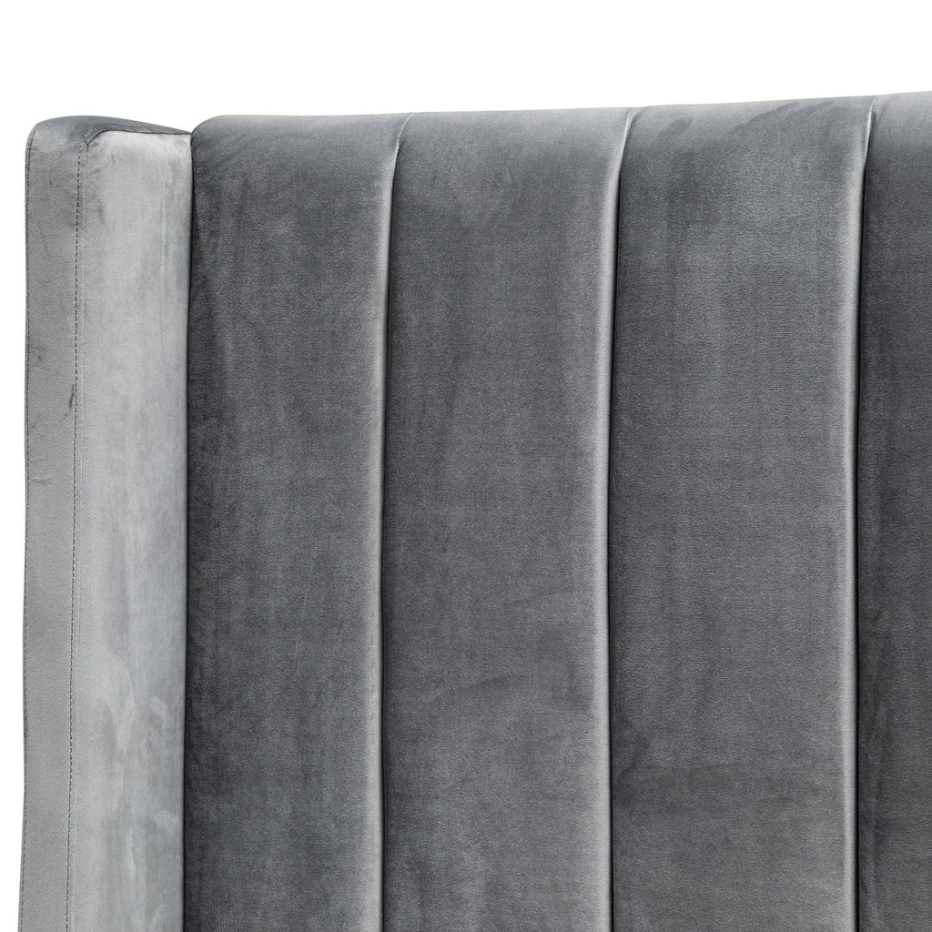 Queen Lazio Bed Frame - Wide Base in Charcoal Velvet