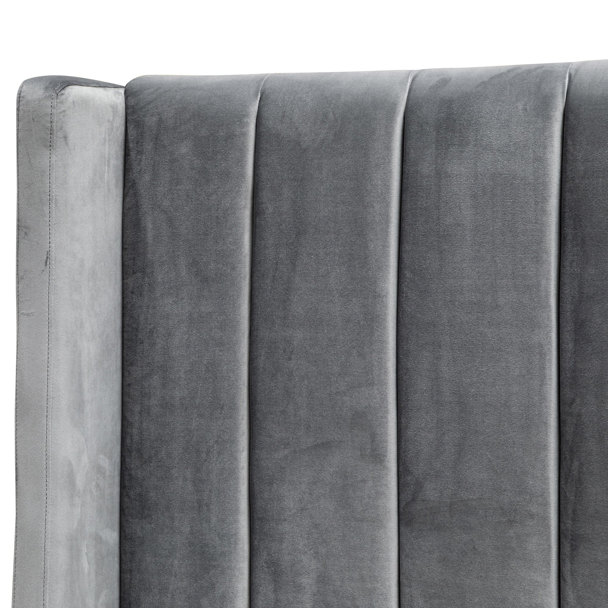 Queen Lazio Bed Frame - Wide Base in Charcoal Velvet