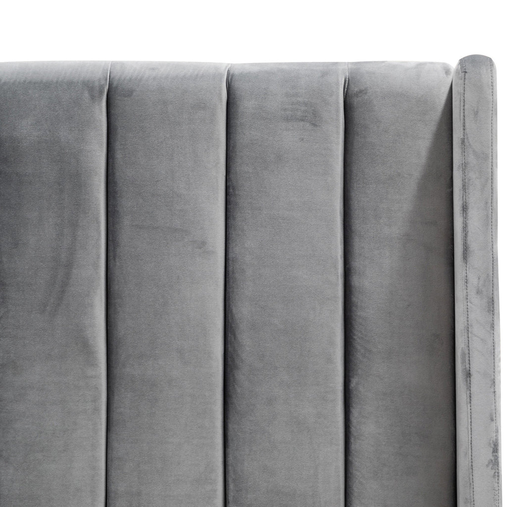 Queen Lazio Bed Frame - Wide Base in Charcoal Velvet