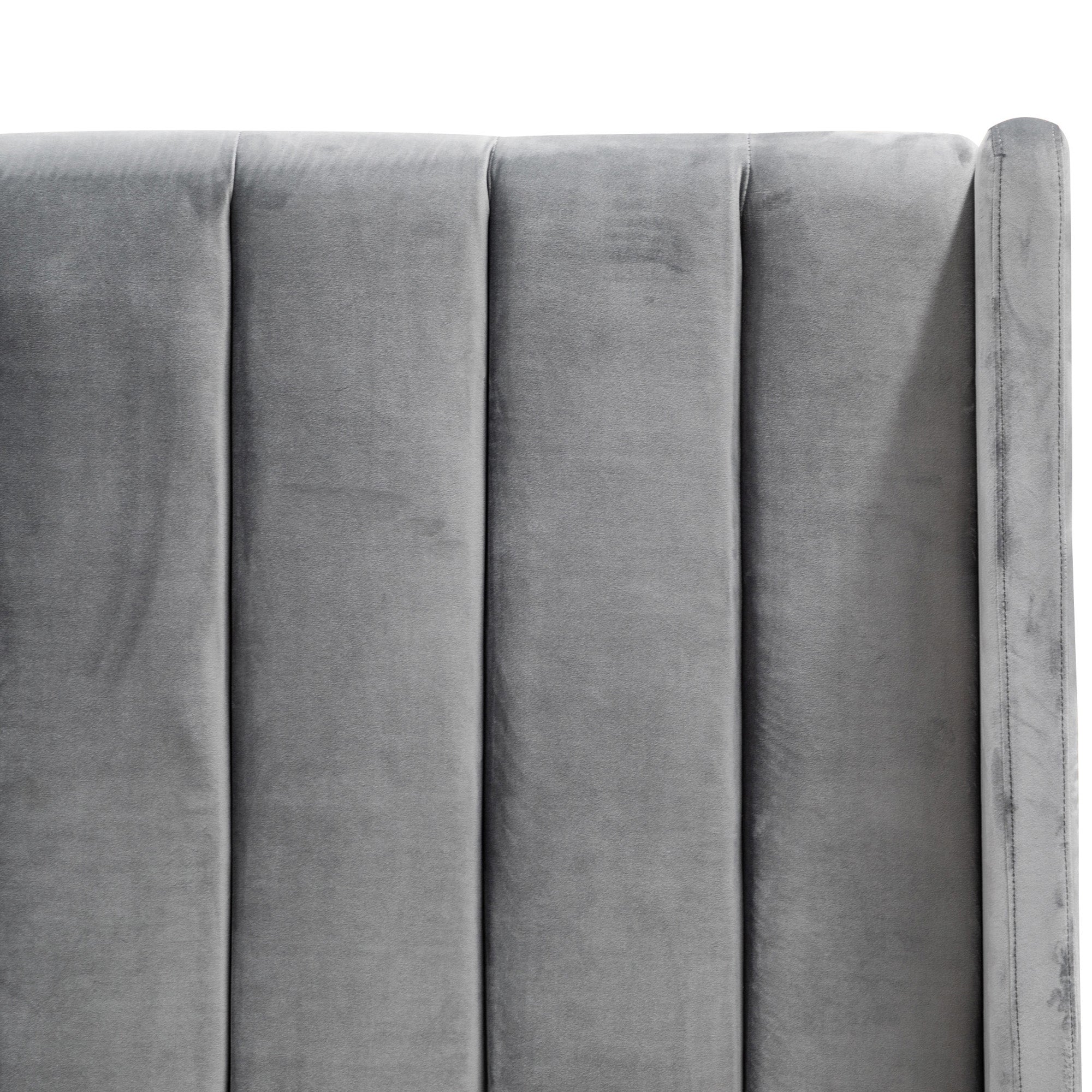 Queen Lazio Bed Frame - Wide Base in Charcoal Velvet