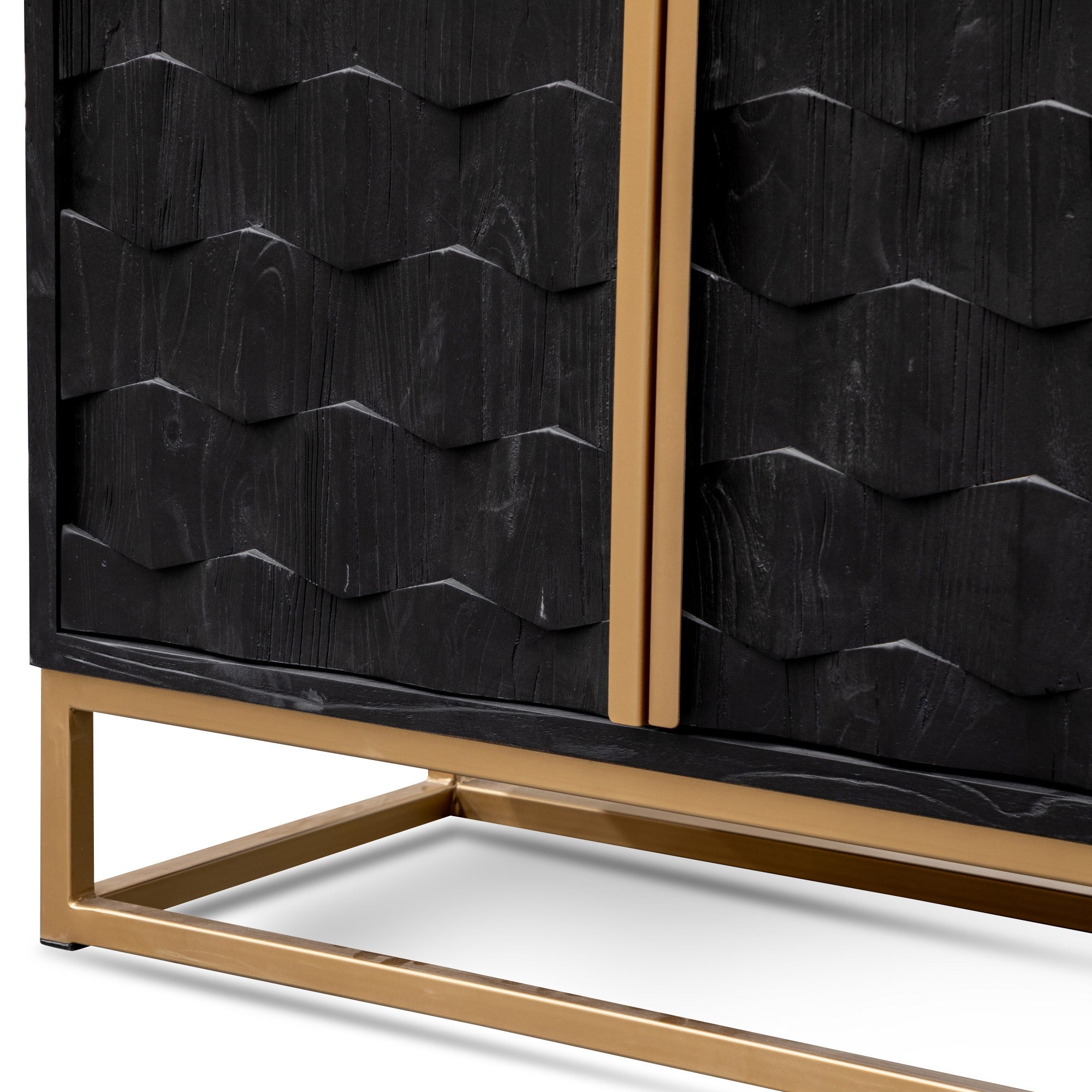 1.78m Sideboard - Black Wood with Gold Handle