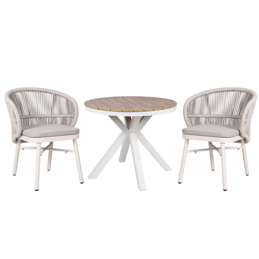 90cm Round Sand White Outdoor Siena Dining Table - Natural