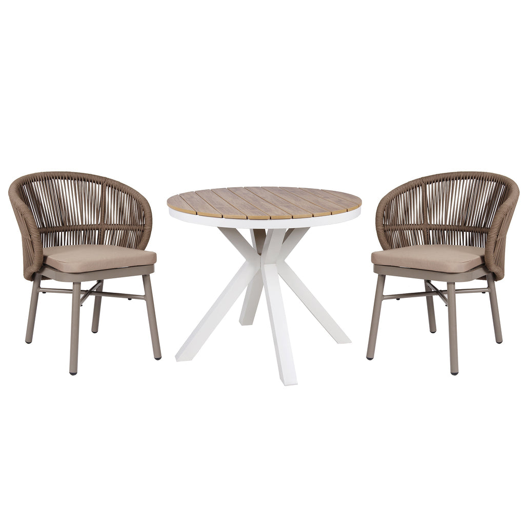 90cm Round Sand White Outdoor Siena Dining Table - Natural