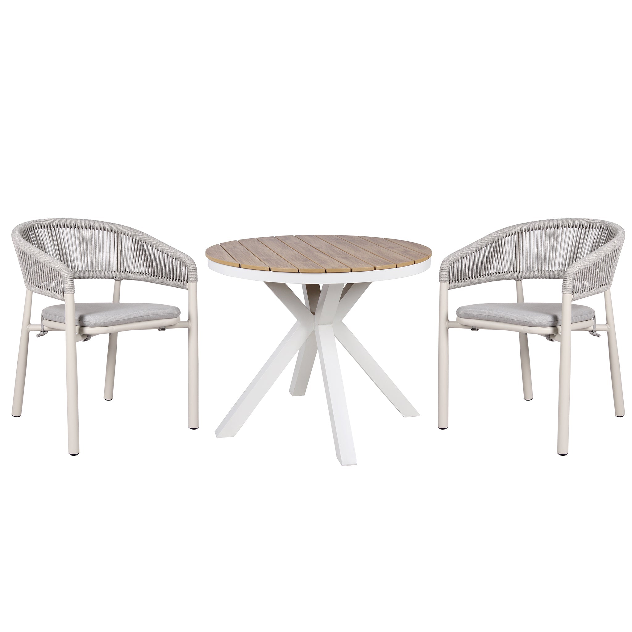 90cm Round Sand White Outdoor Siena Dining Table - Natural