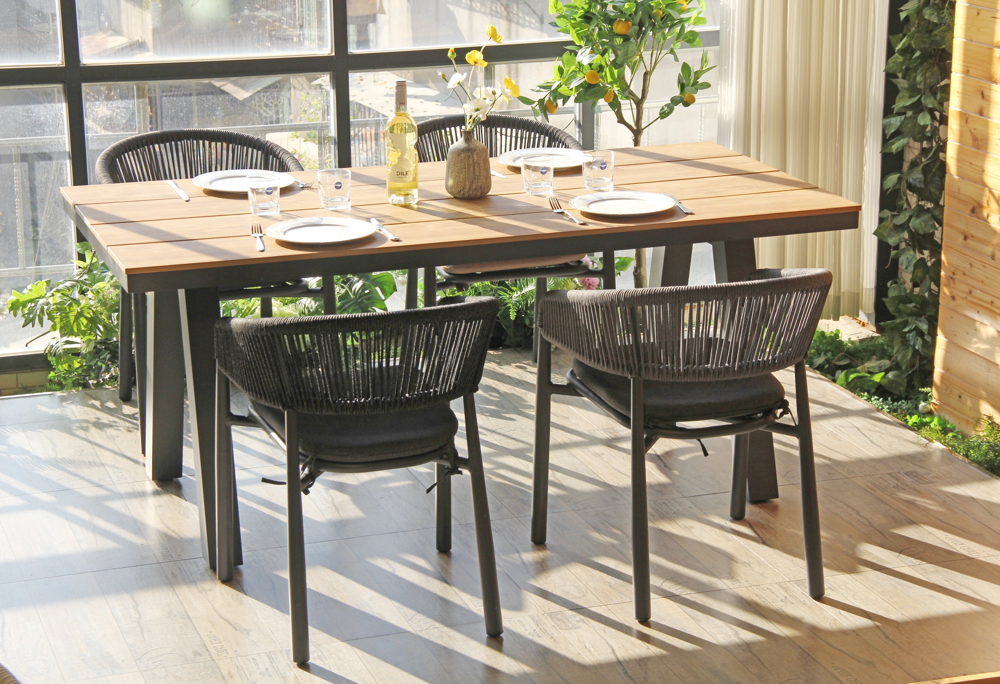 1.8m Charcoal Outdoor Siena Dining Table - Natural
