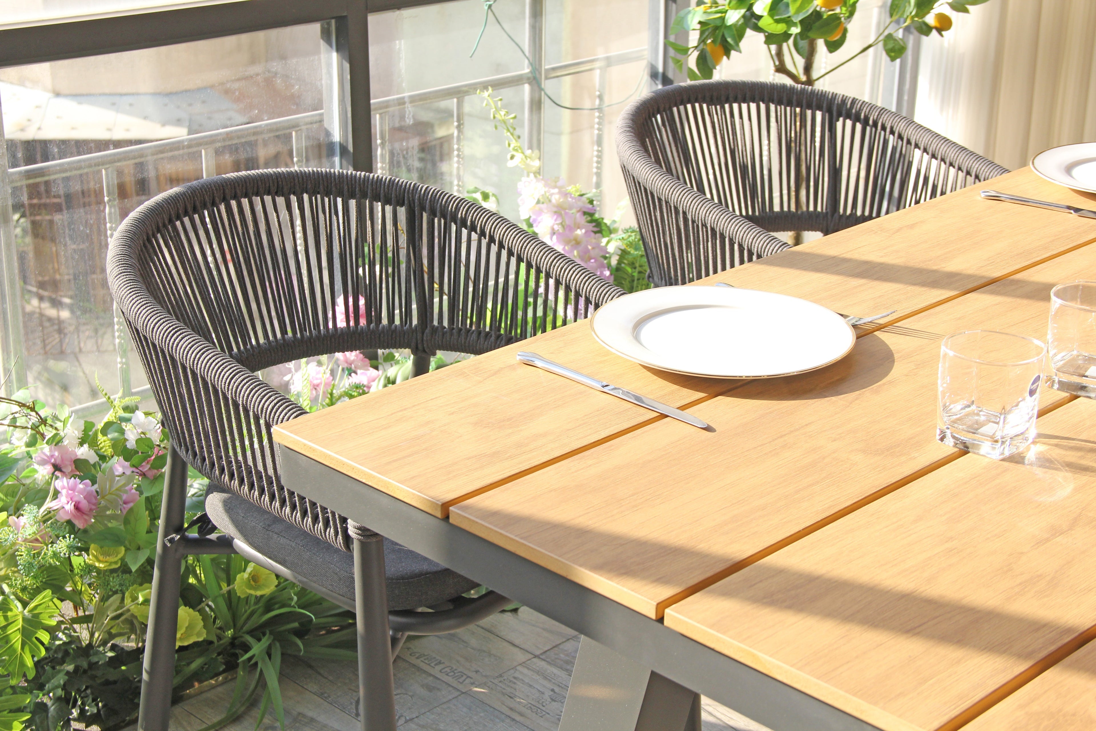1.8m Charcoal Outdoor Siena Dining Table - Natural