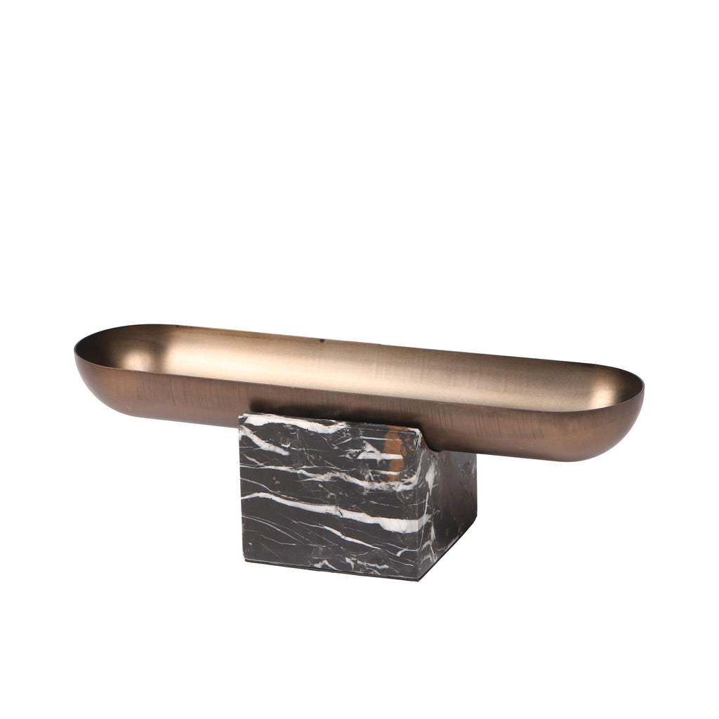 Marble Base Steel Tray - Brown