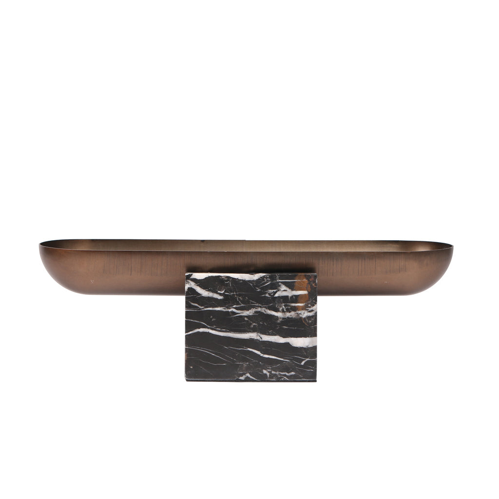 Marble Base Steel Tray - Brown