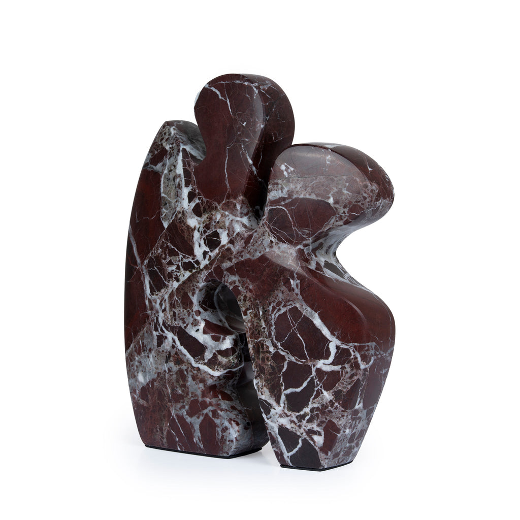 Carved Marble Accent Sculpture - Dark Red Ochre