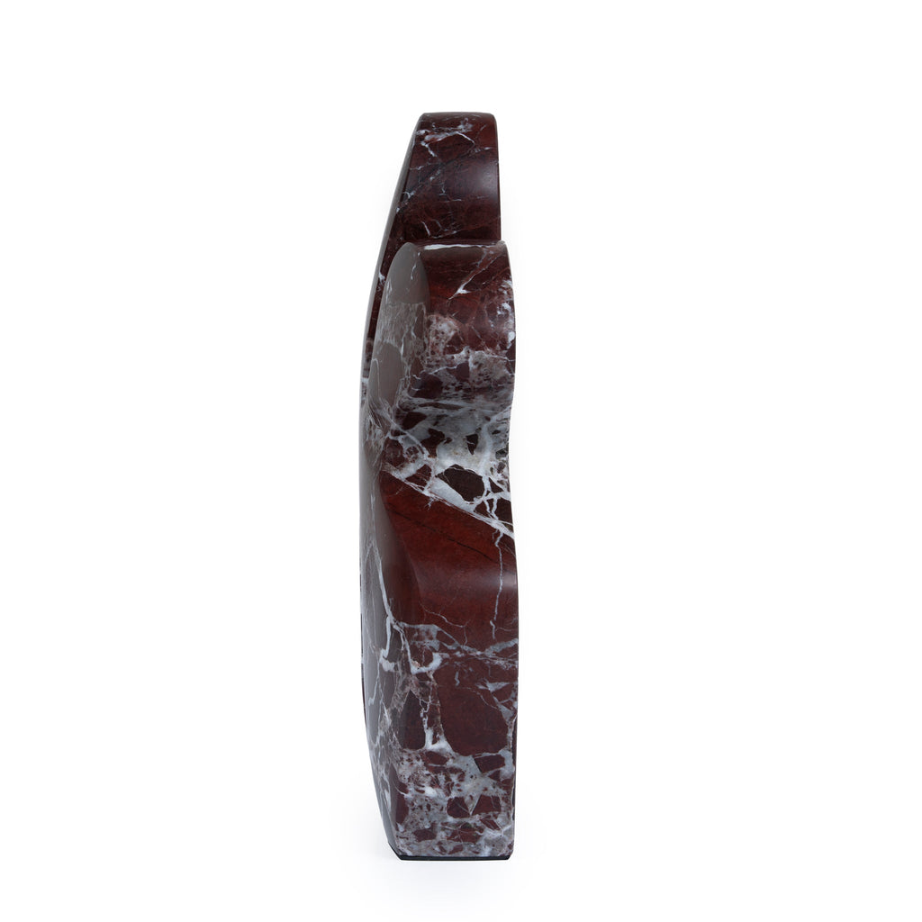 Carved Marble Accent Sculpture - Dark Red Ochre