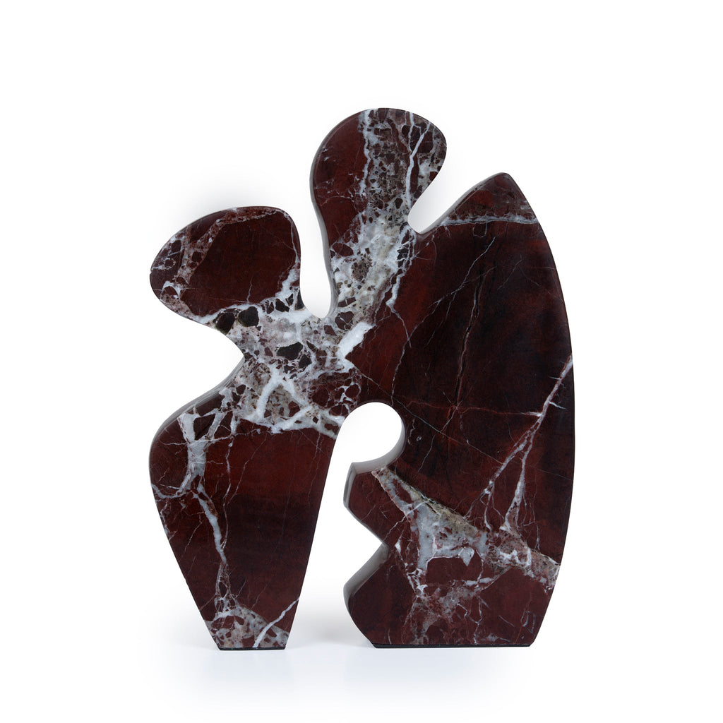 Carved Marble Accent Sculpture - Dark Red Ochre