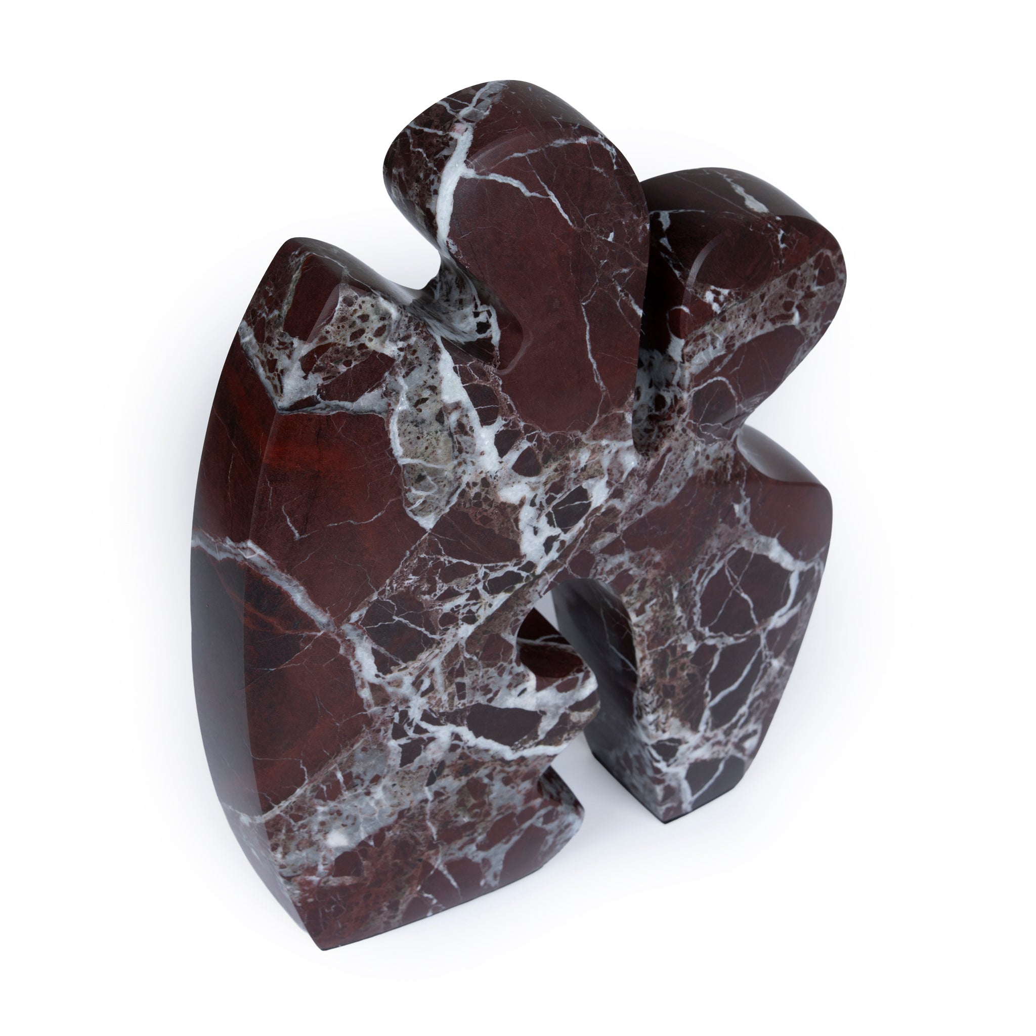 Carved Marble Accent Sculpture - Dark Red Ochre