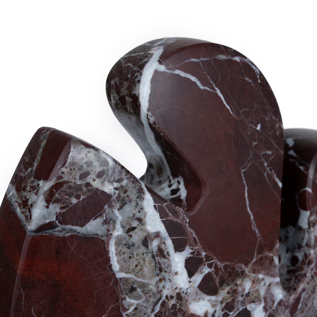 Carved Marble Accent Sculpture - Dark Red Ochre