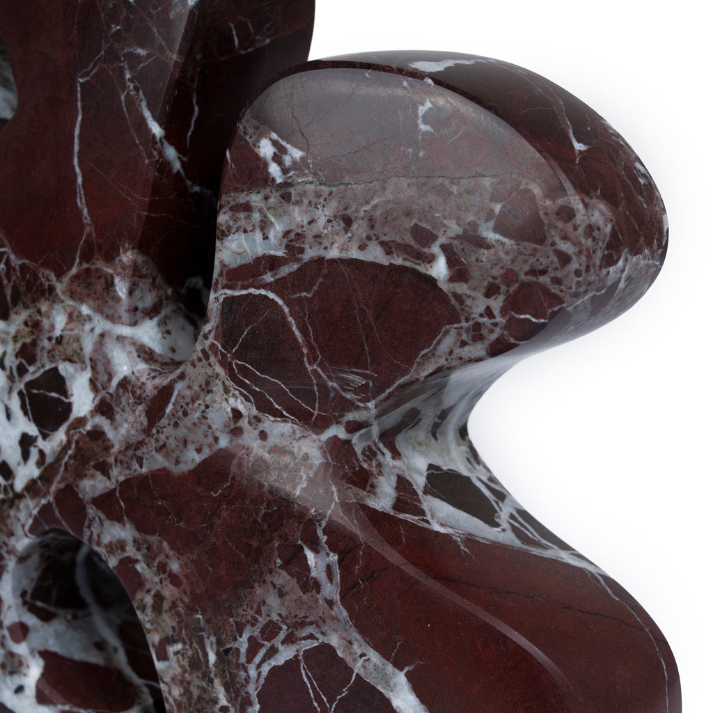 Carved Marble Accent Sculpture - Dark Red Ochre