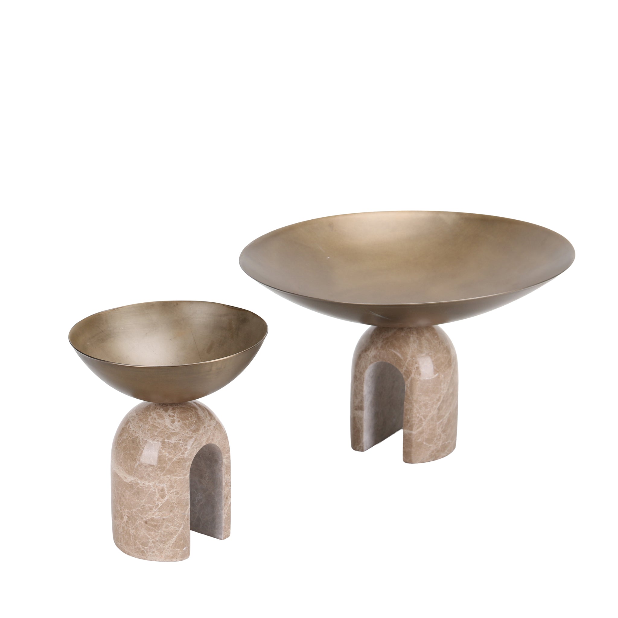 Arc Pedestal Metal Large Tray - Antique Brass