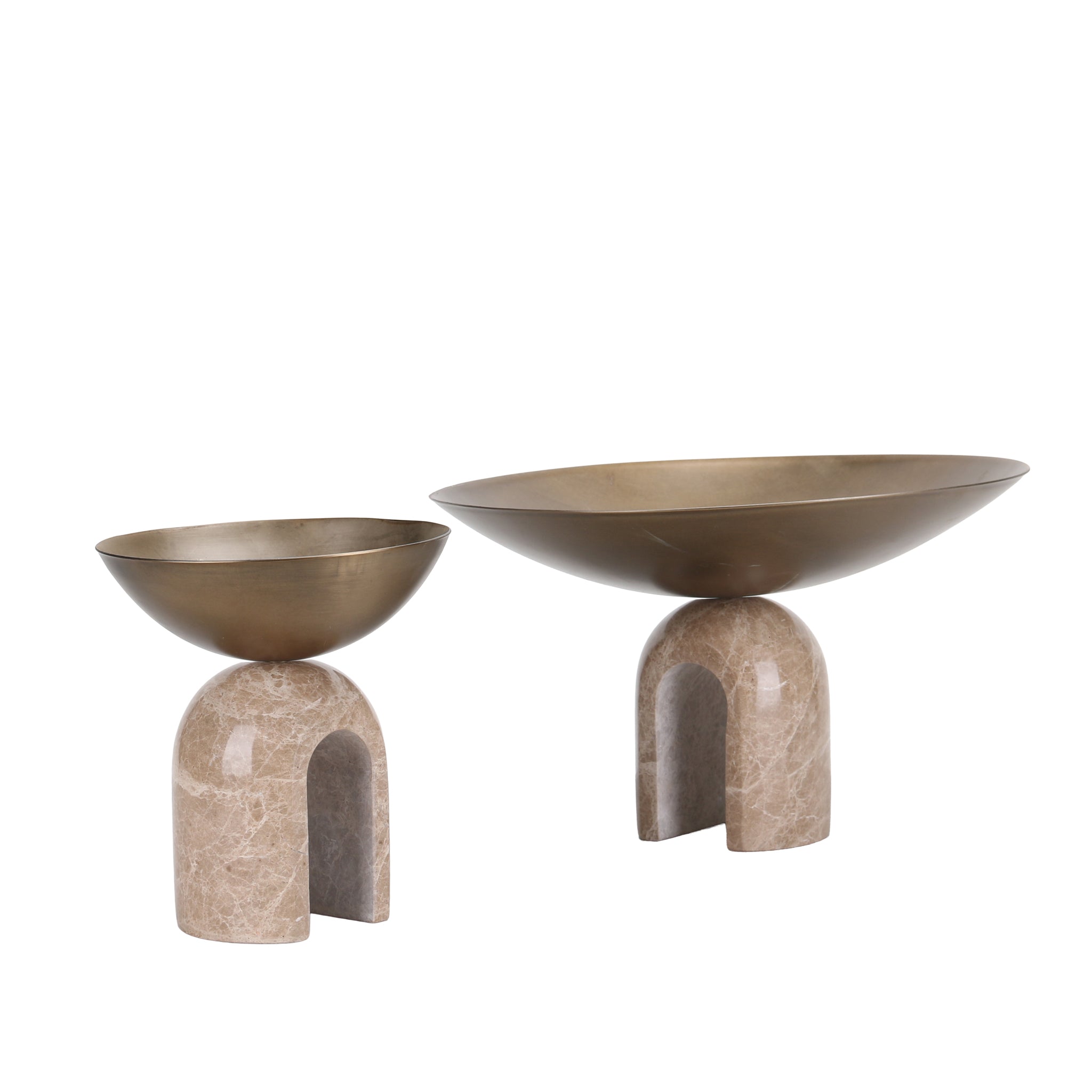 Arc Pedestal Metal Small Tray - Antique Brass