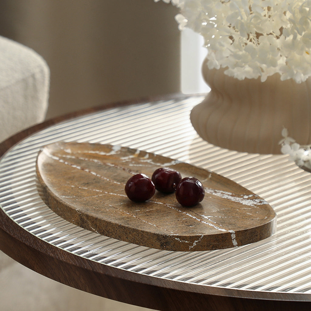 Leaf Shaped Marble Plate - Coffee