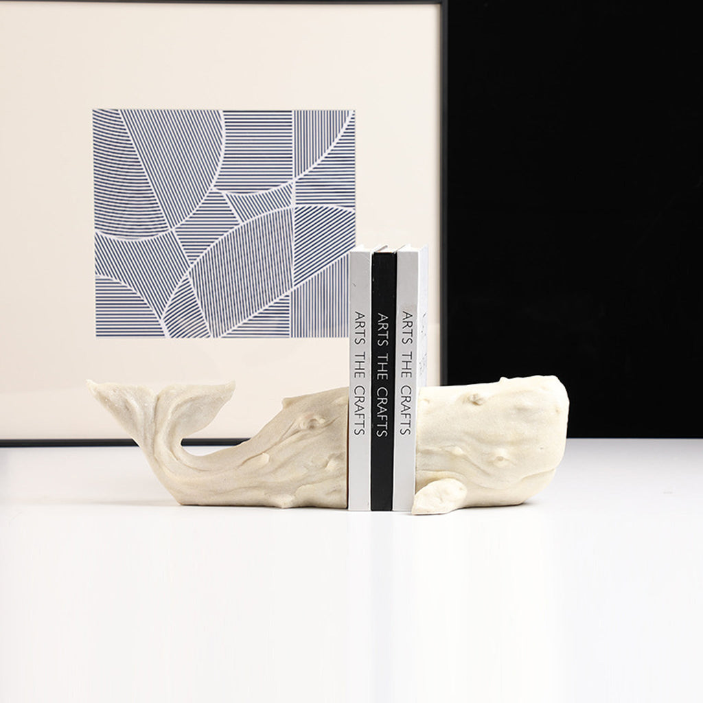 Sandstone Whale Bookend - White