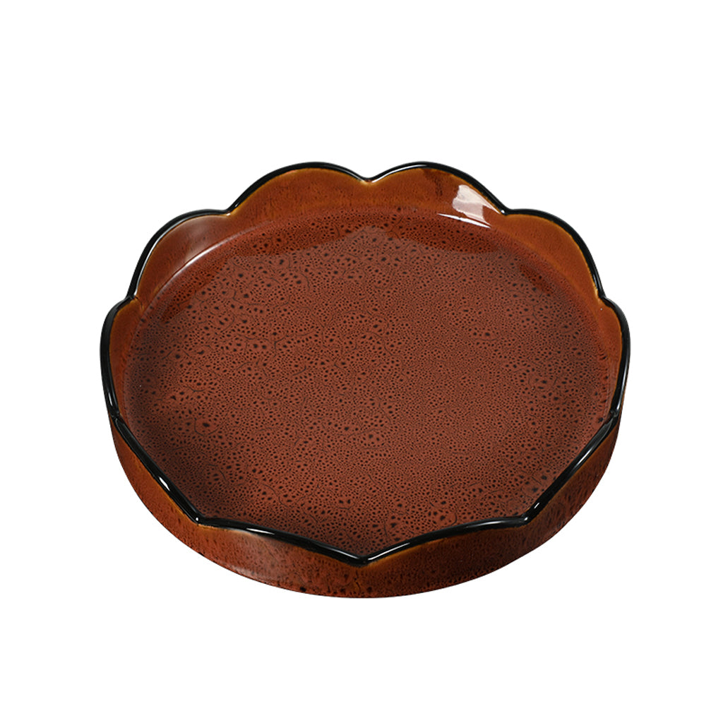Round Glaze Ceramic Tray - Red