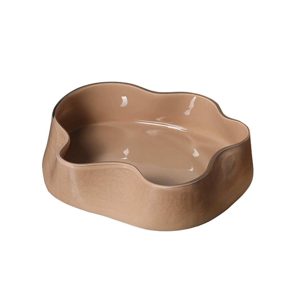 Glass Petal Plate A - Coffee