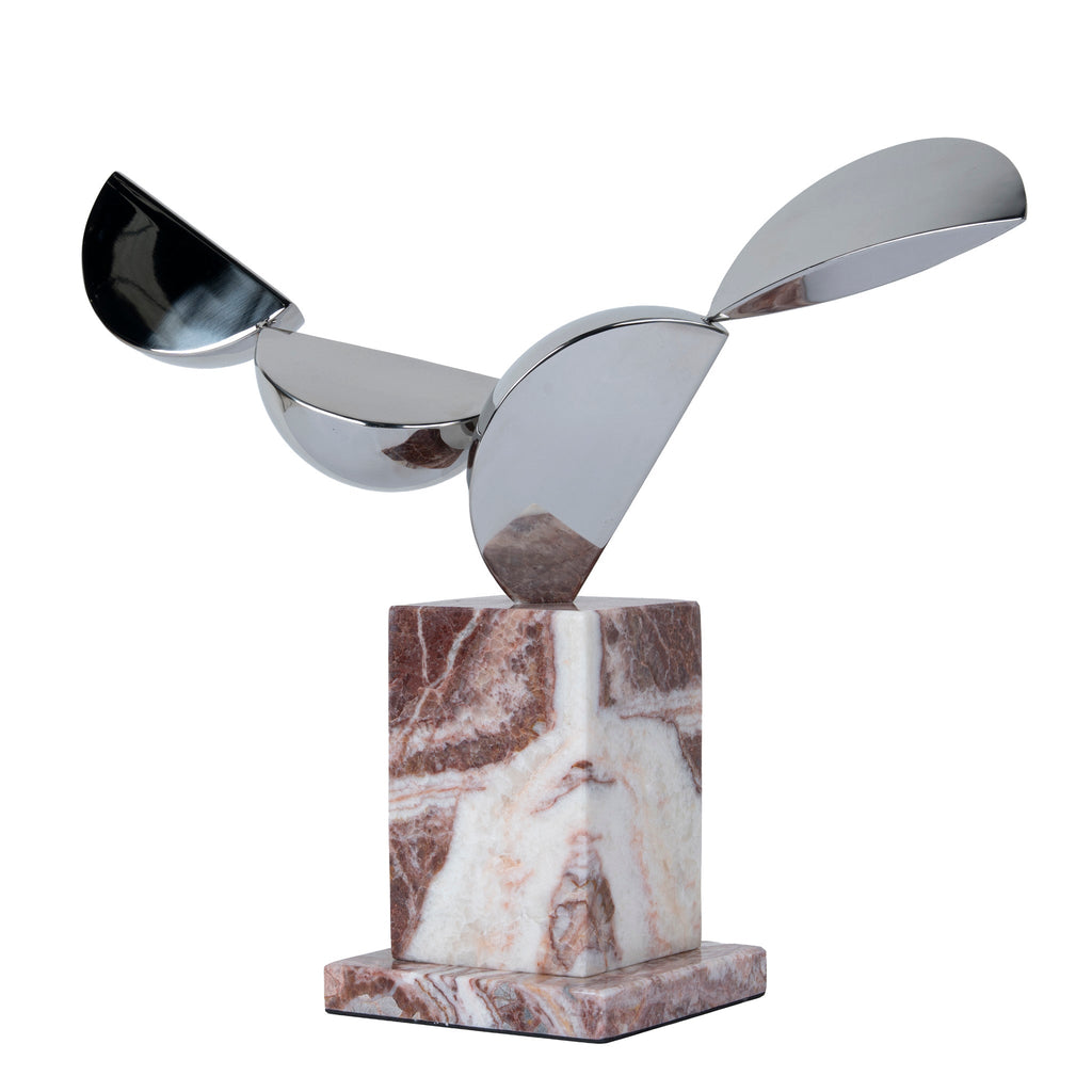 Silver Winged Sculpture - Red Ochre
