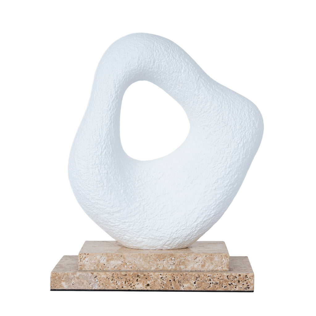 Organic Shape Marble Sculpture - Clay White