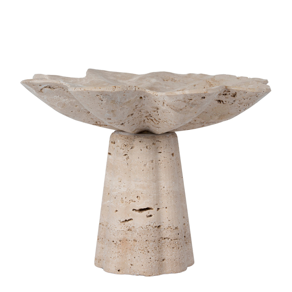 Petal Shaped Travertine Vase - Beige