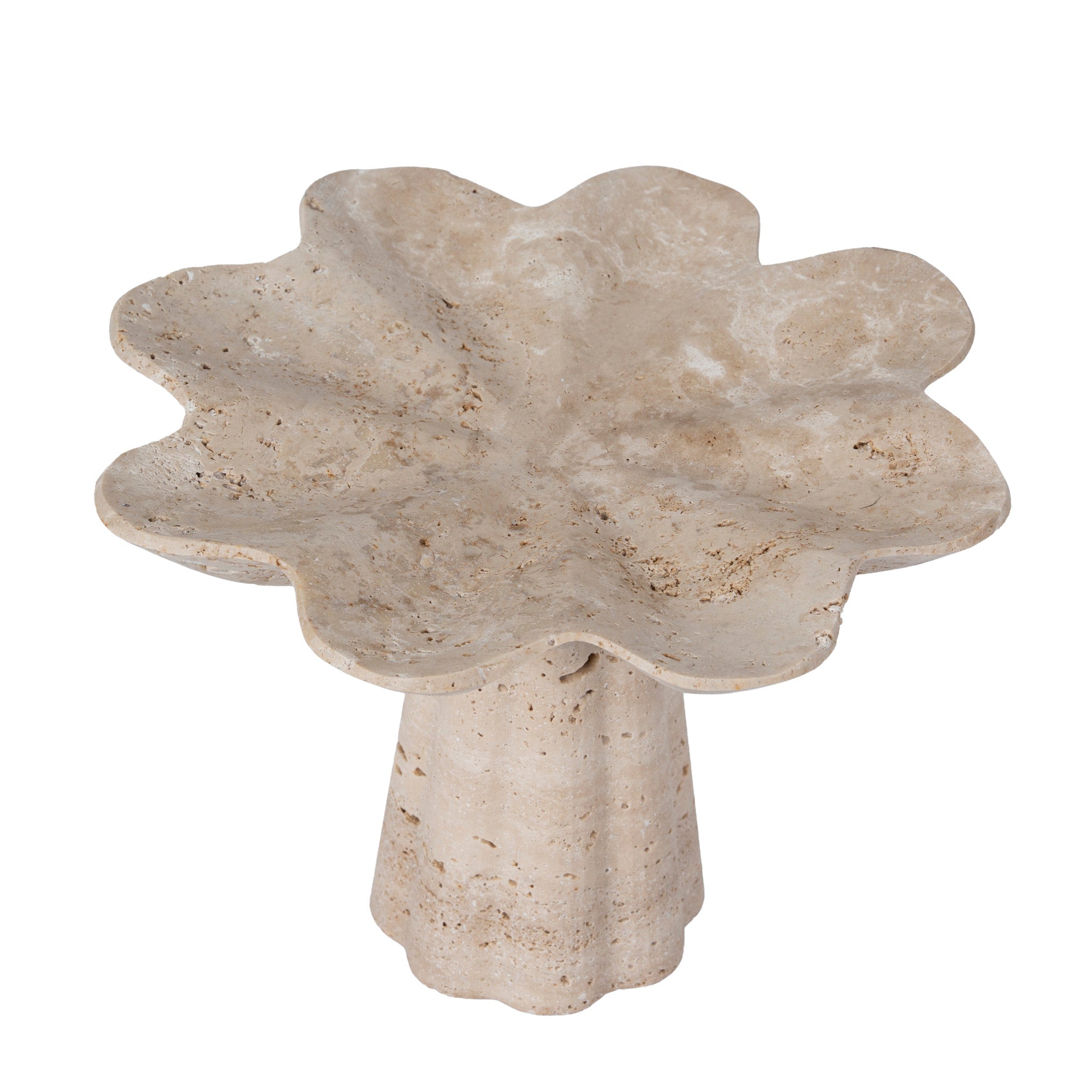 Petal Shaped Travertine Vase - Beige
