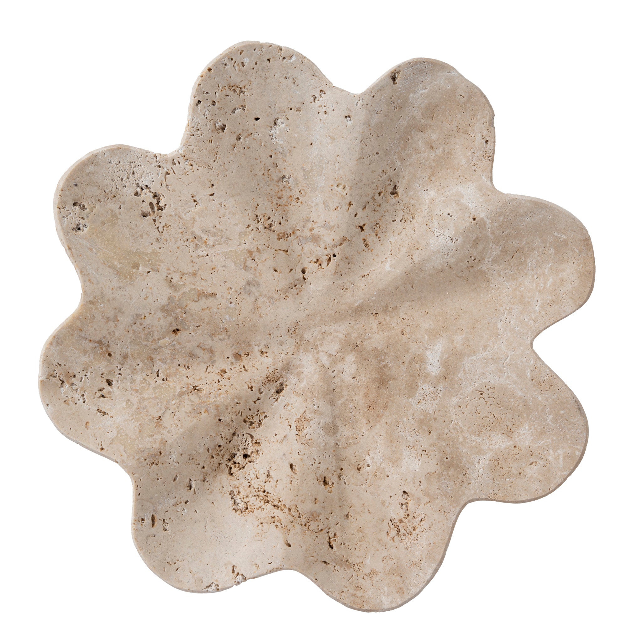 Petal Shaped Travertine Vase - Beige