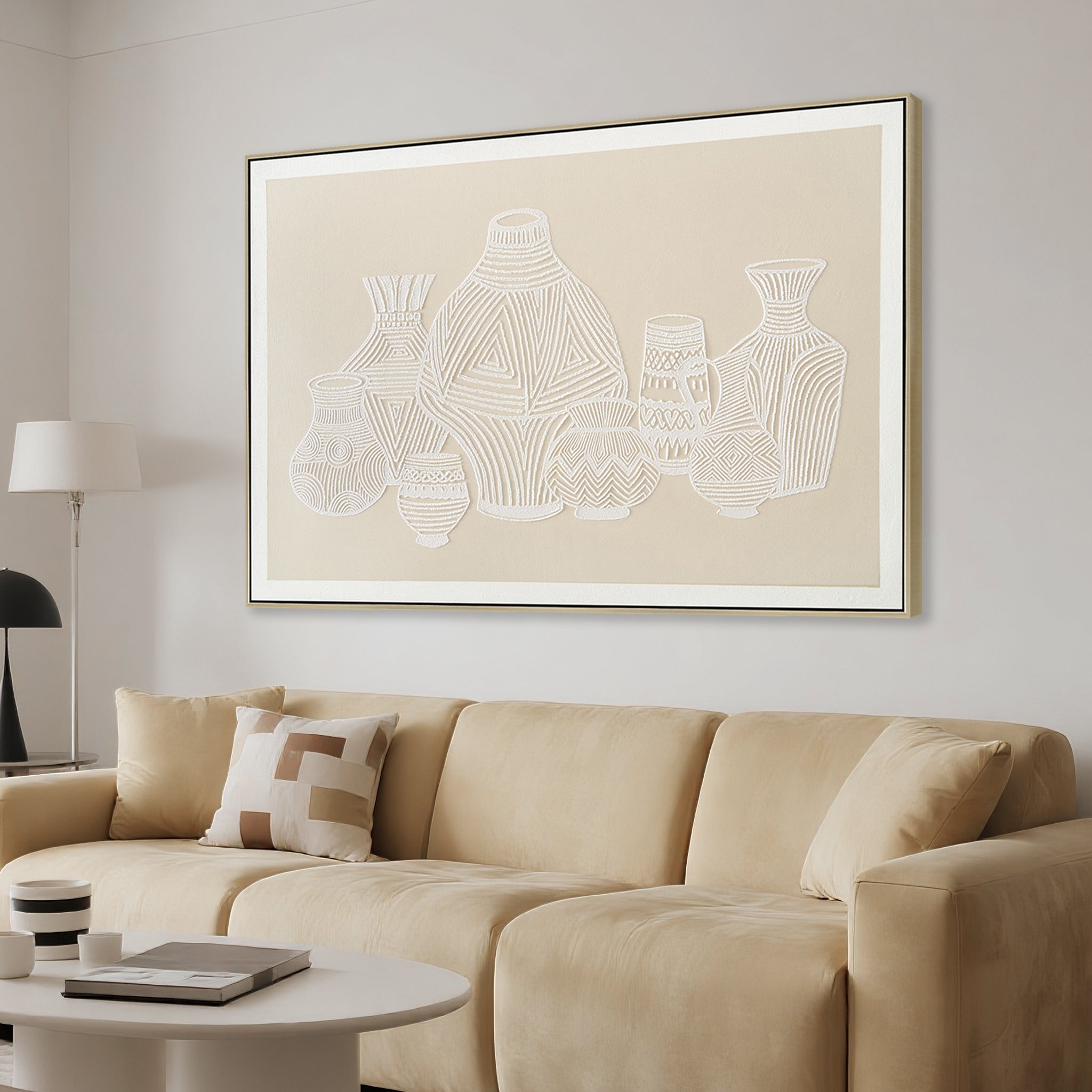 120 x 80cm Framed Canvas - Natural